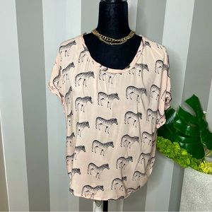 Pale Pink Zebra Print Blouse